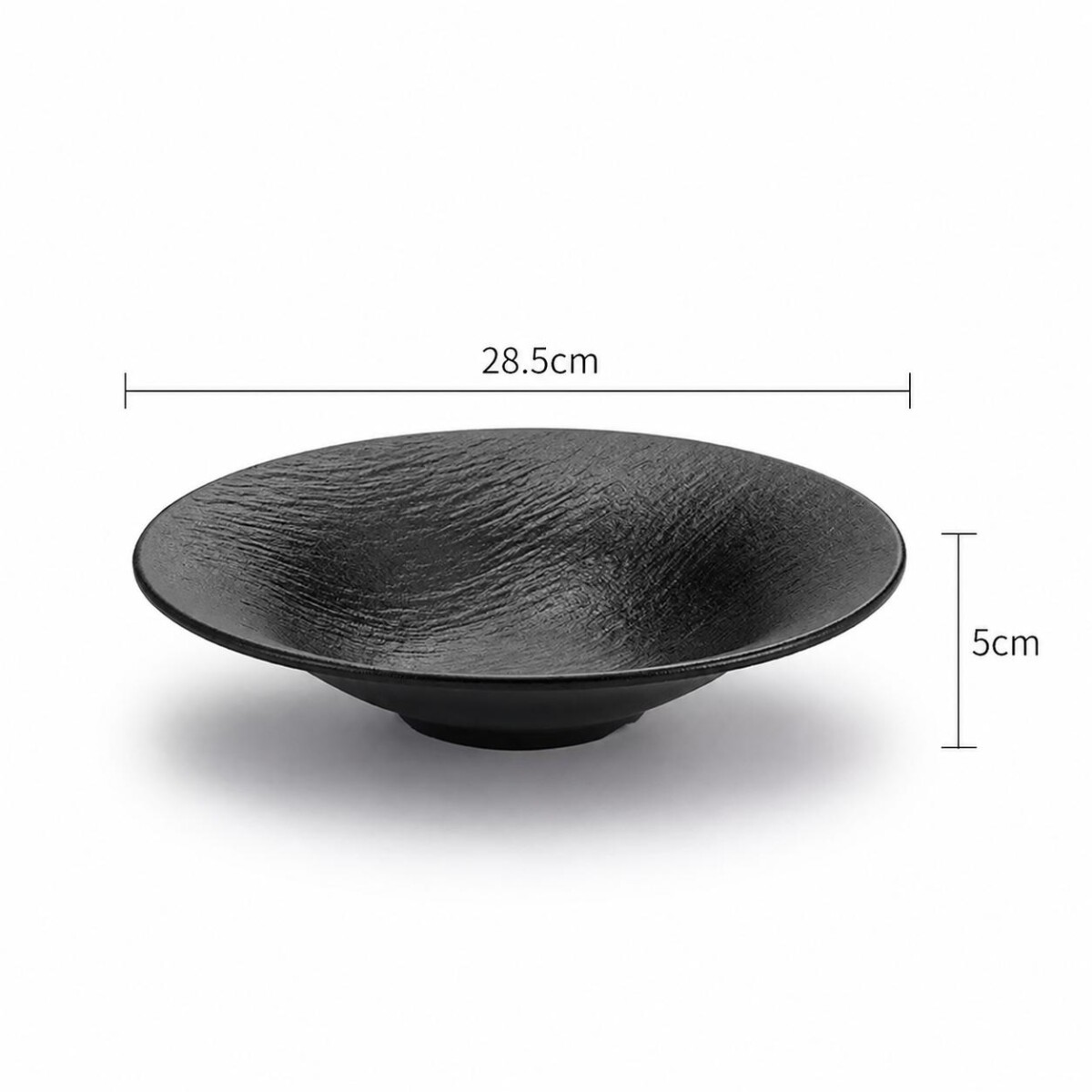 Plato Cerámica Negra - Línea Black Stone – Ø28.5 x 5 cm 