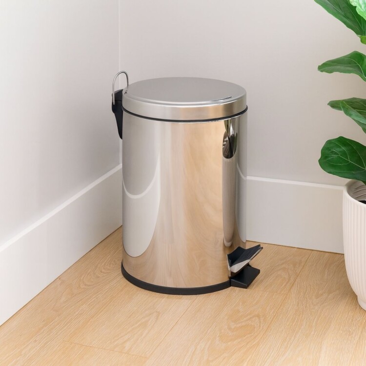 PAPELERA TACHO ACERO INOXIDABLE TRAMONTINA 3LTS PLATEADO