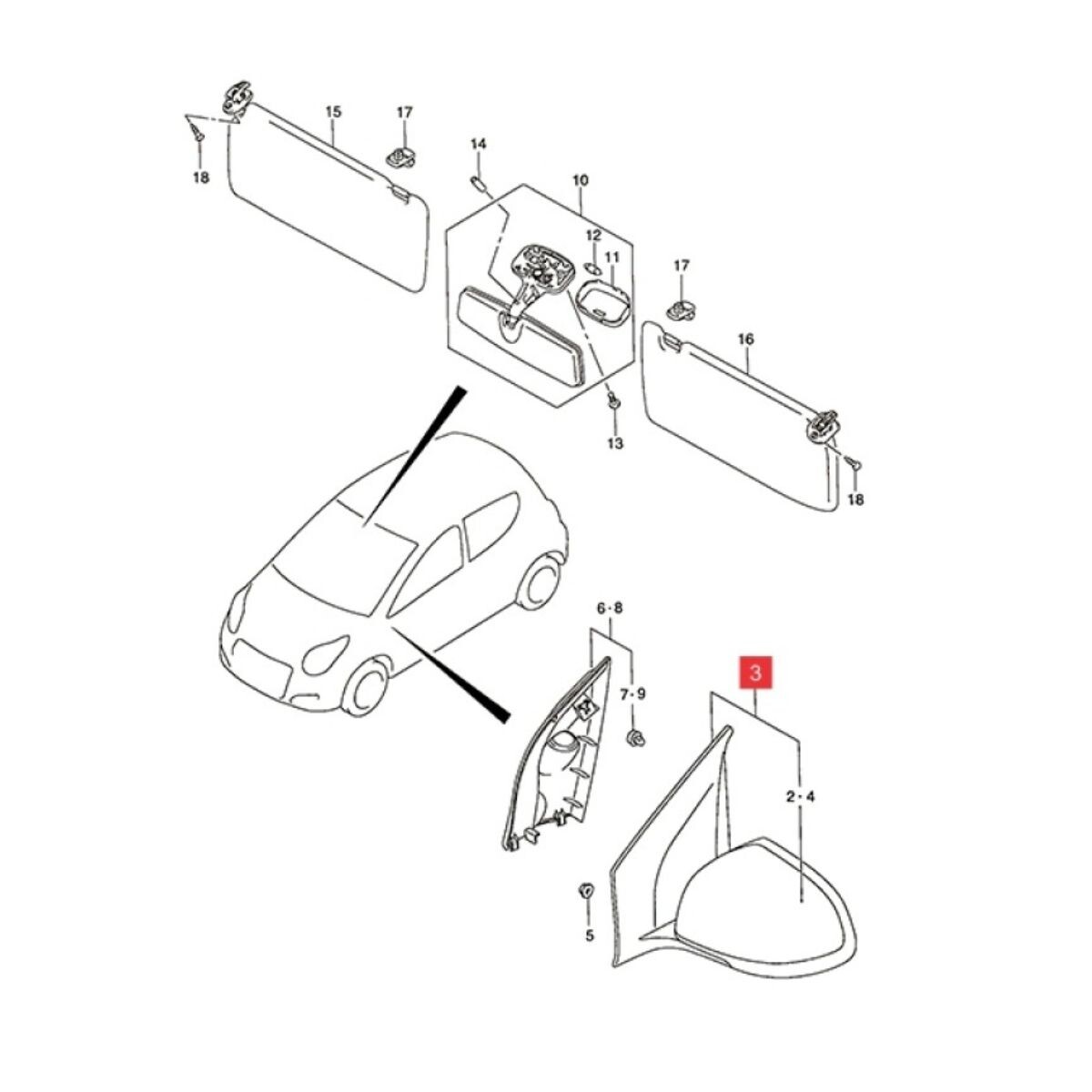 ESPEJO EXTERIOR IZQUIERDO (MANUAL CON CONTROL) PARA PINTAR 