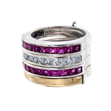 Anillo de plata 925, double en oro 18 ktes y circonias. Anillo de plata 925, double en oro 18 ktes y circonias.
