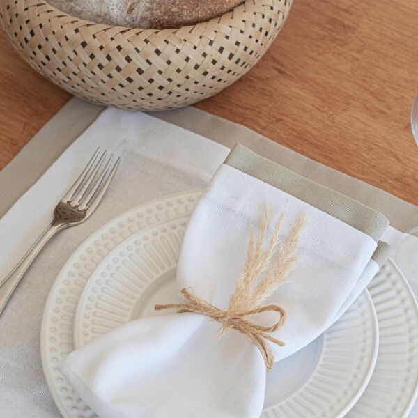 Set X 4 Servilletas Florencia Blanco con tablas Beige