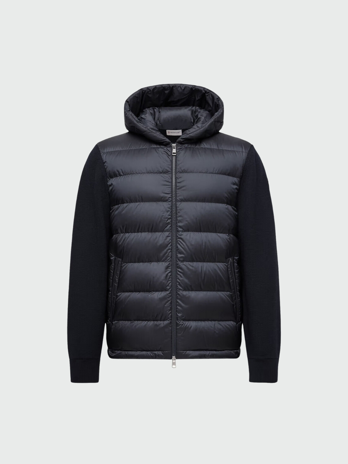 MONCLER - CARDIGAN CON CAPUCHA DE LANA ACOLCHADA Y CIERRE Azul