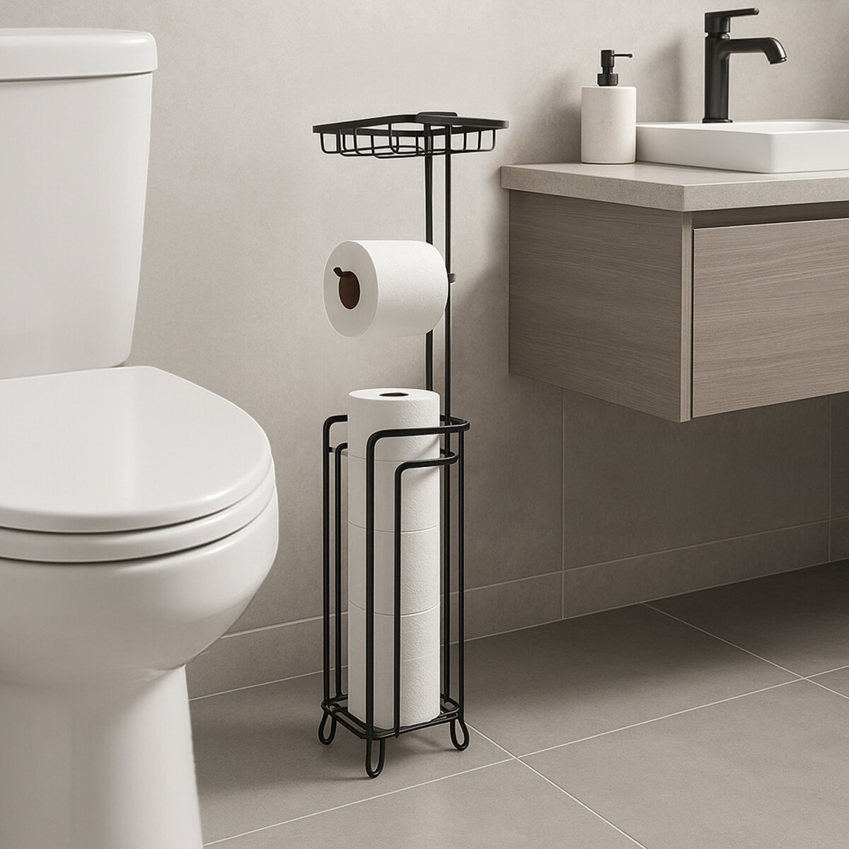 Soporte Para Papel Higienico Porta Rollo Baño Negro Mate 