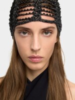 Gorro Macramé Con Cuentas negro