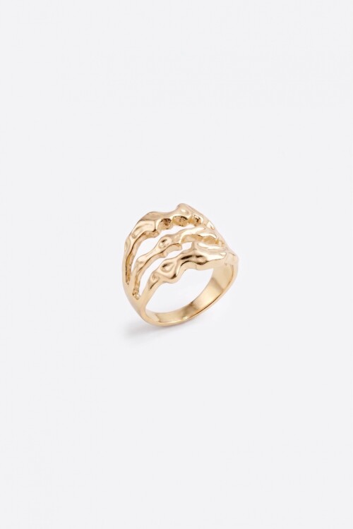Anillo triple vuelta wavy ajustable dorado