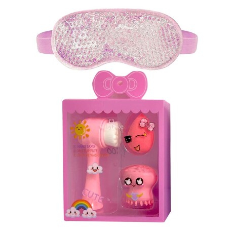 Set de Limpieza y Cuidado Facial + Antifaz de Gel Relajante Rosa