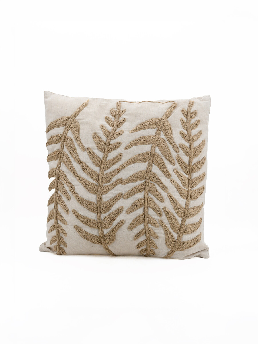 ALMOHADON BORDADO HOJAS PALMA - VISON 