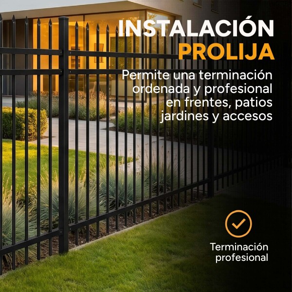 Poste Para Reja Modular Cerco Seguridad Hierro 2,40 Metros Color Negro