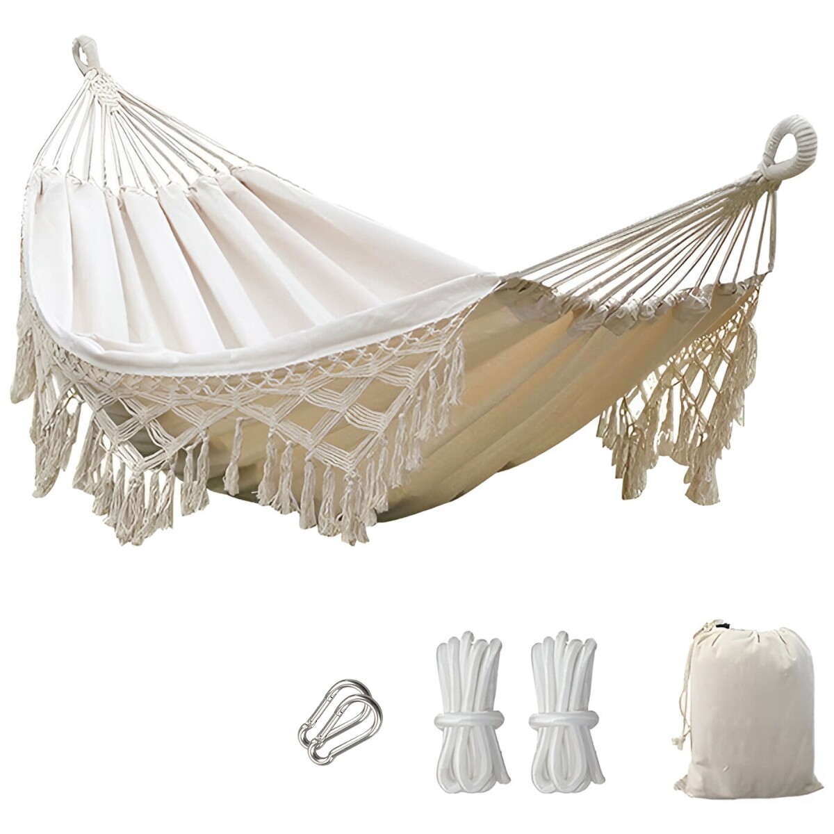 Hamaca Paraguaya Silla Colgante Reforzada Jardín Bolso + Acc - Variante Color Blanco 