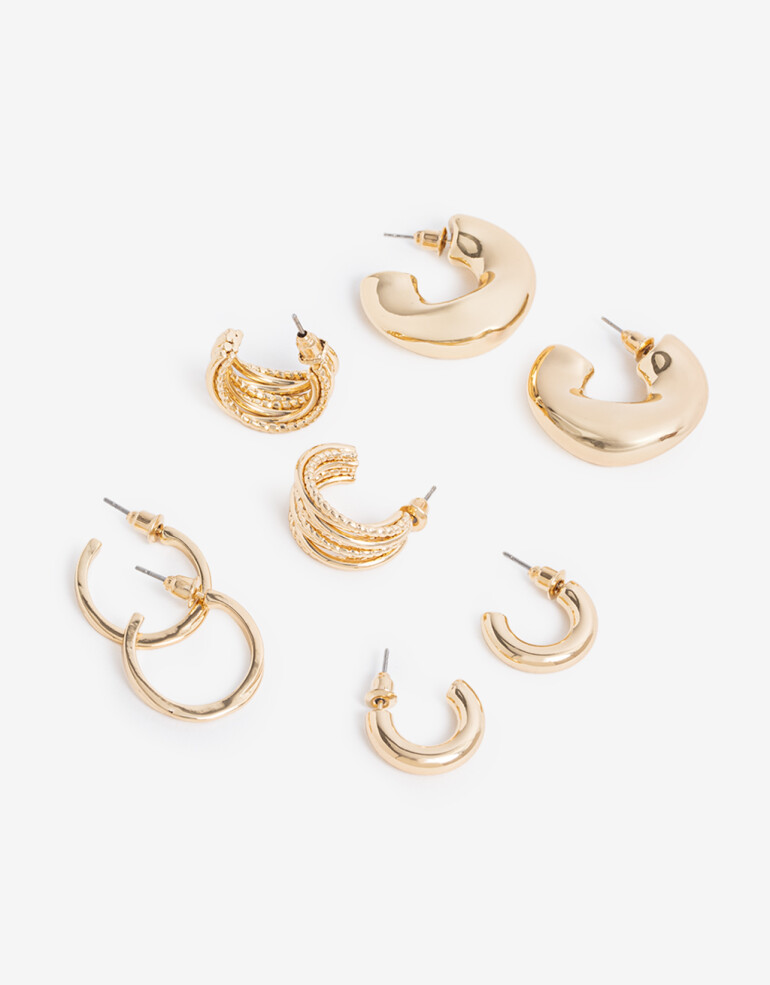 Aros Argollas Set Metal Aros Argolla Set Metal - Dorado