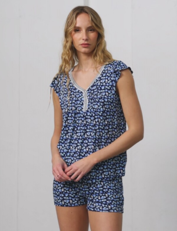 Pijama Con Short AZUL/MULTI
