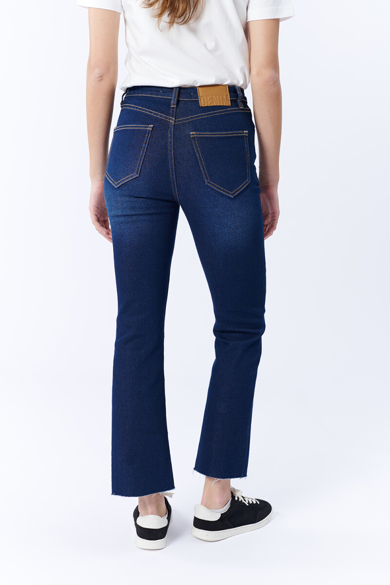 PantalÃ³n Jean Cropped Flare Azul oscuro