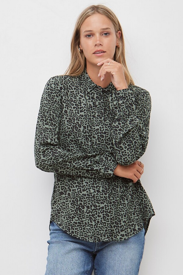 Camisa Animal Print NEGRO/OLIVA