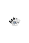 ANILLO EN ALEACIÓN DE METALES BAÑADO EN PLATA DE LEY EN FORMA DE OJO CON CRISTAL FACETADO AZUL Anillo