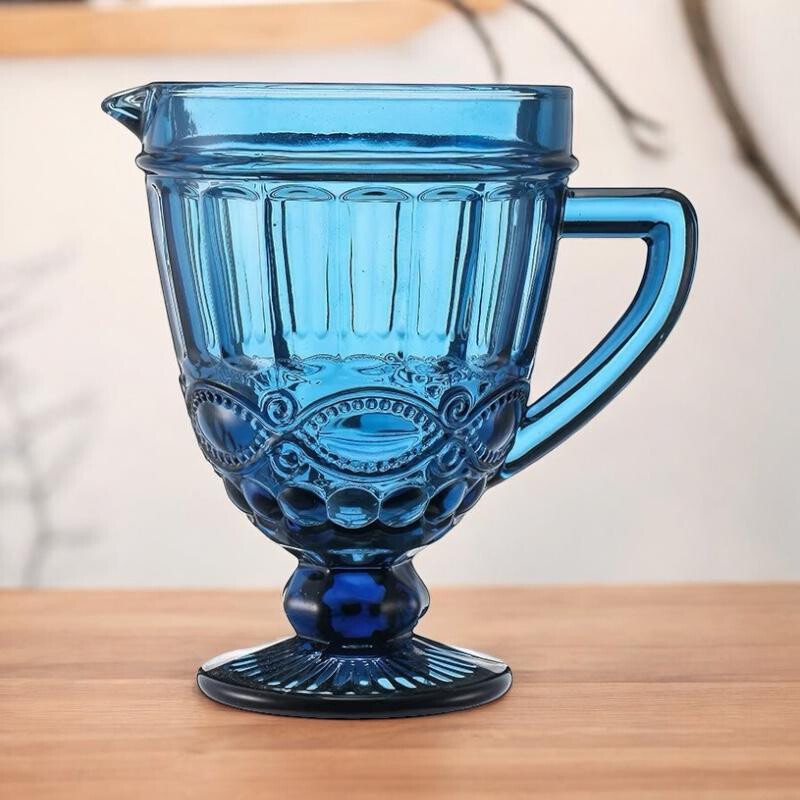 Jarra Labrada 1L de Vidrio Azul