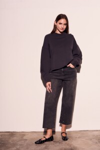 Sweater Algodón Lavado Negro Lavado