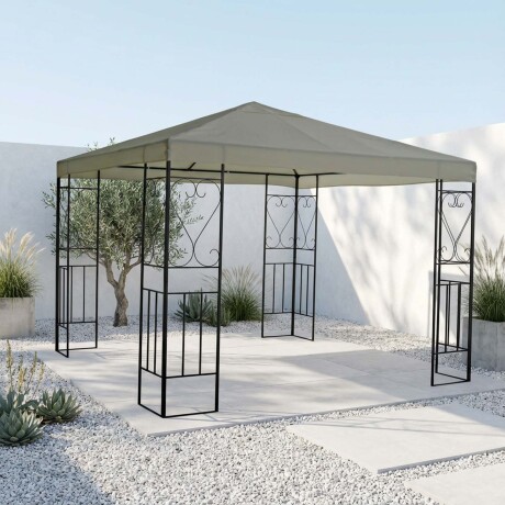 GAZEBO ACERO-Y-POLIESTER NATURAL-BEIGE DUBLO