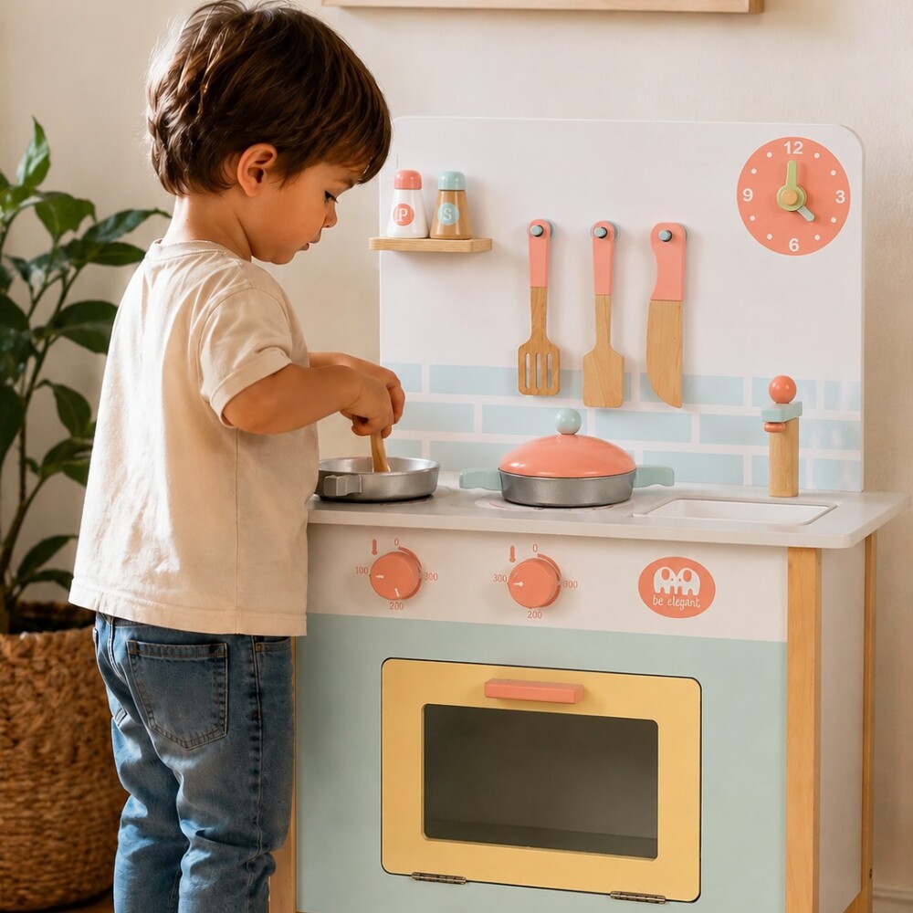 Cocina madera SOBEBEAR verde agua