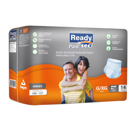 PAÑAL ADULTO READY SEC PANT G / XG 14PCS UNISEX (CINT 100-137) PAÑAL ADULTO READY SEC PANT G / XG 14PCS UNISEX (CINT 100-137)