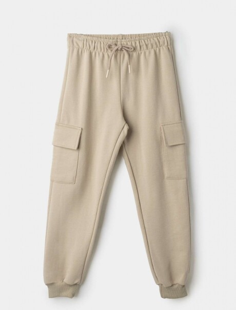 PANTALONES DEPORTIVOS CON CINTURA ELÁSTICA BEIGE