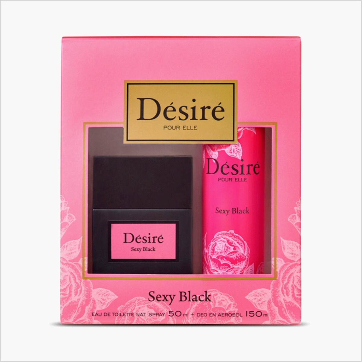 Pack Perfume Desire Sexy Black 50ml + Desodorante en Aerosol 150ml 