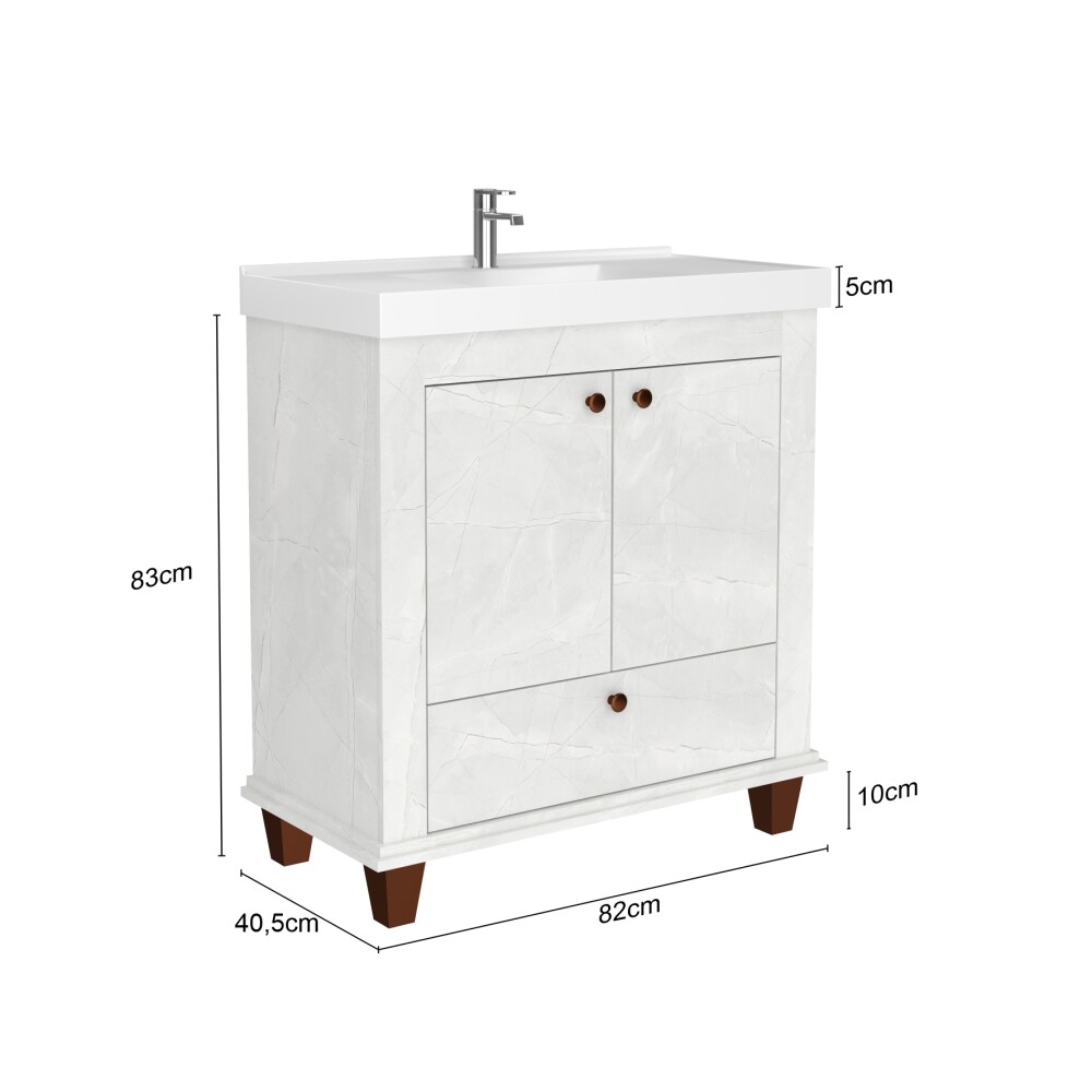 CONJUNTO DE BAÑO VALENCIA CRISTAL 80 CM / MUEBLE + BACHA + ESPEJO Conjunto De Baño Valencia Cristal 80 Cm / Mueble + Bacha + Espejo