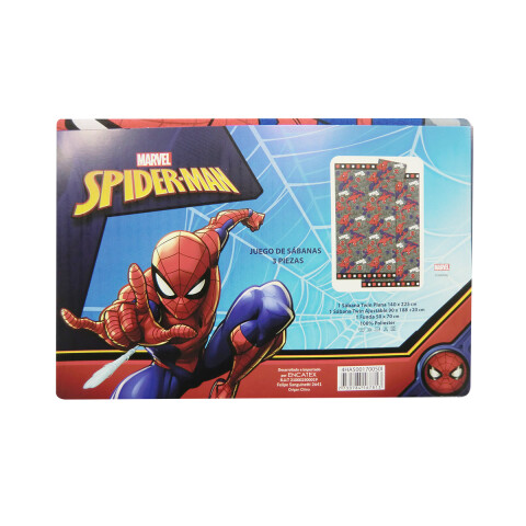 Juego Sábanas Infantil 1 Plaza 100% Microfibra Spiderman Gris