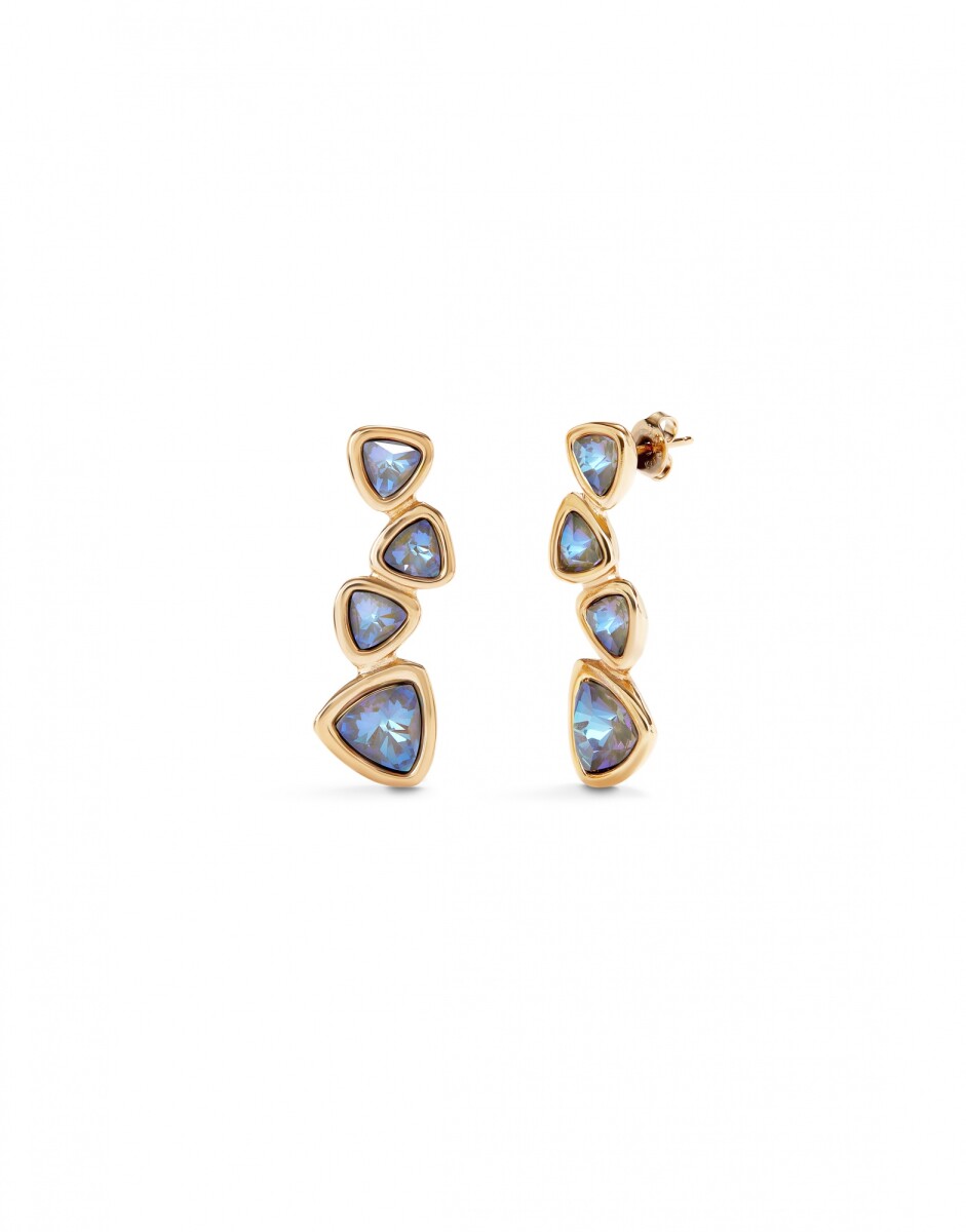 PENDIENTES EN ALEACIAÓN DE METALES BAÑADA EN ORO 18K Y 4 CRISTALES MULTICOLORES - Pendiente 
