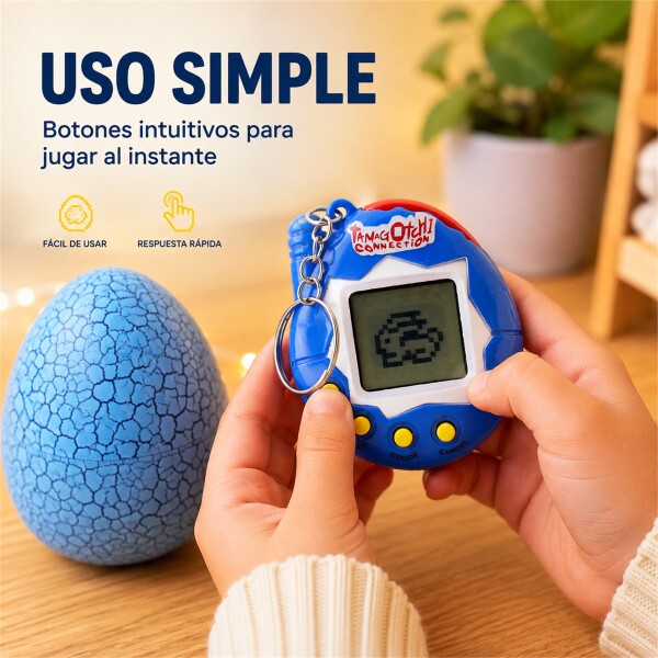 Juego de Mascota Virtual con Huevo y Consola Llavero Azul 1