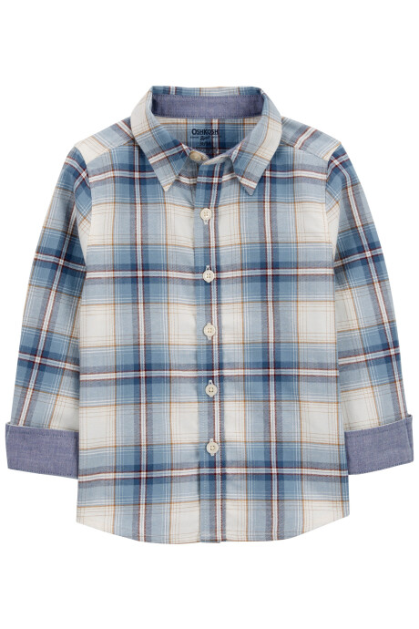 Camisa de sarga, diseño a cuadros Sin color