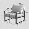 Sillón Poltrona Individual en Eco Cuero y metal Gris Claro