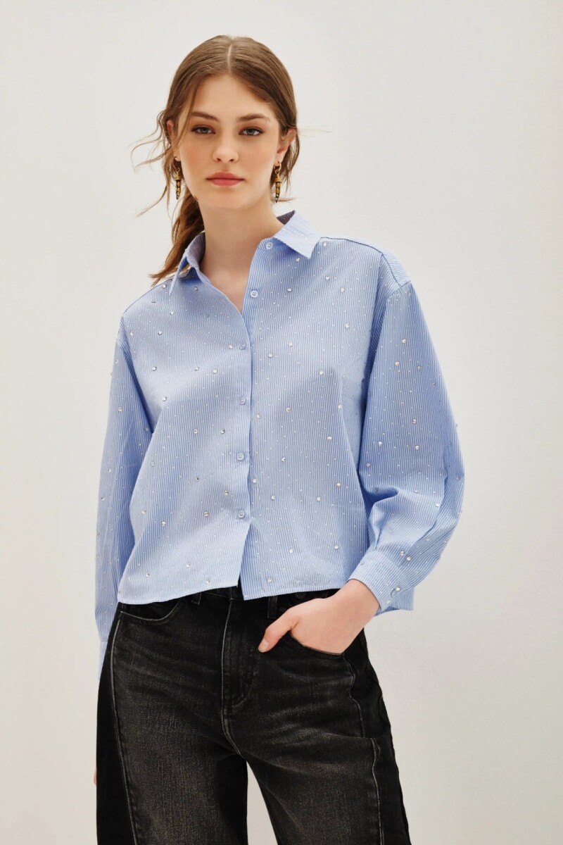 Camisa Marcel Stripes Celeste