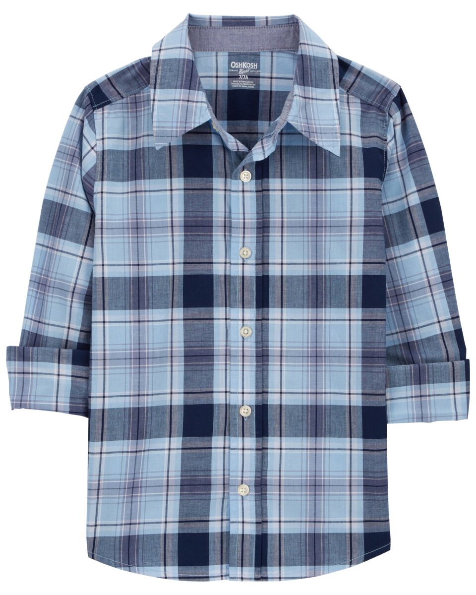 Camisa de algodón, diseño a cuadros. Talles 6-14 