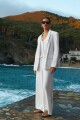 Blazer de lino oversize blanco