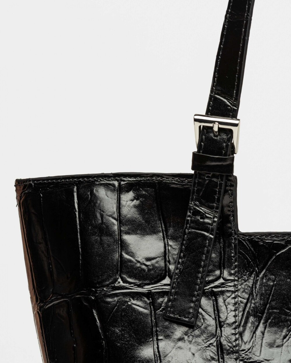 Bolso The Icon en cuero grabado big croco Negro