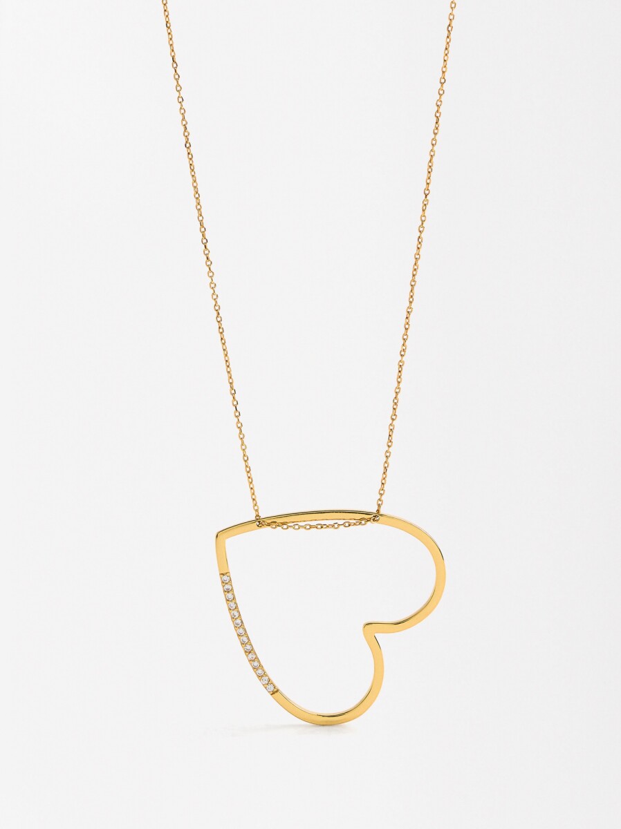 Collar Corto Corazón - Plata De Ley 925 - dorado 