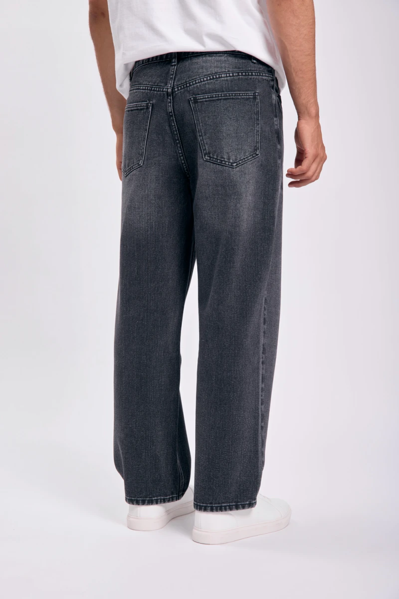Pantalón jean ancho Gris Oscuro