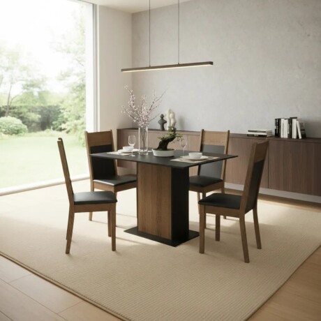 Juego de comedor con tablero de madera y 4 sillas Juego de comedor con tablero de madera y 4 sillas