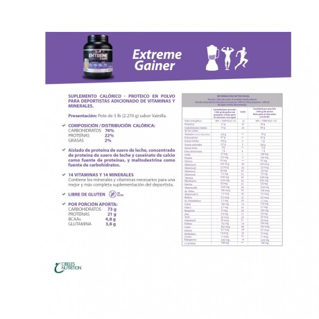 Extreme Gainer 2,27 kg Cibeles- Vainilla Extreme Gainer 2,27 kg Cibeles- Vainilla