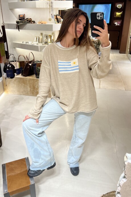 Sweater Flag Uruguay Beige