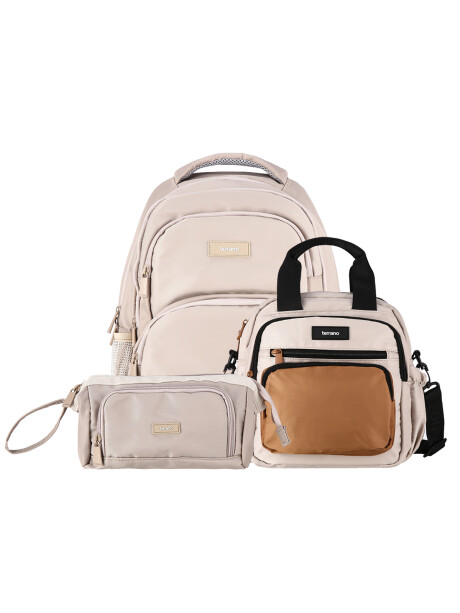 Mochila, Lunchera y Cartuchera Quid AirFlow Beige