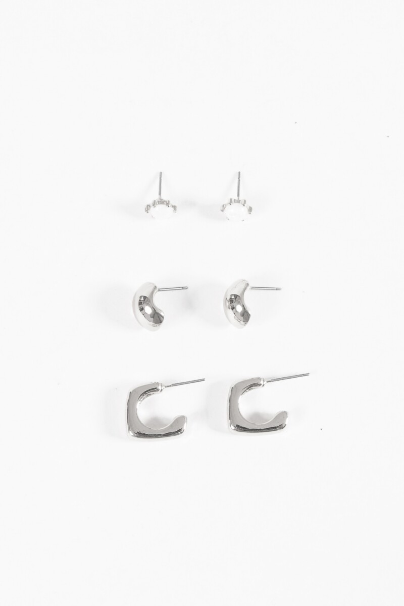 Set de caravanas metallic borla plateado