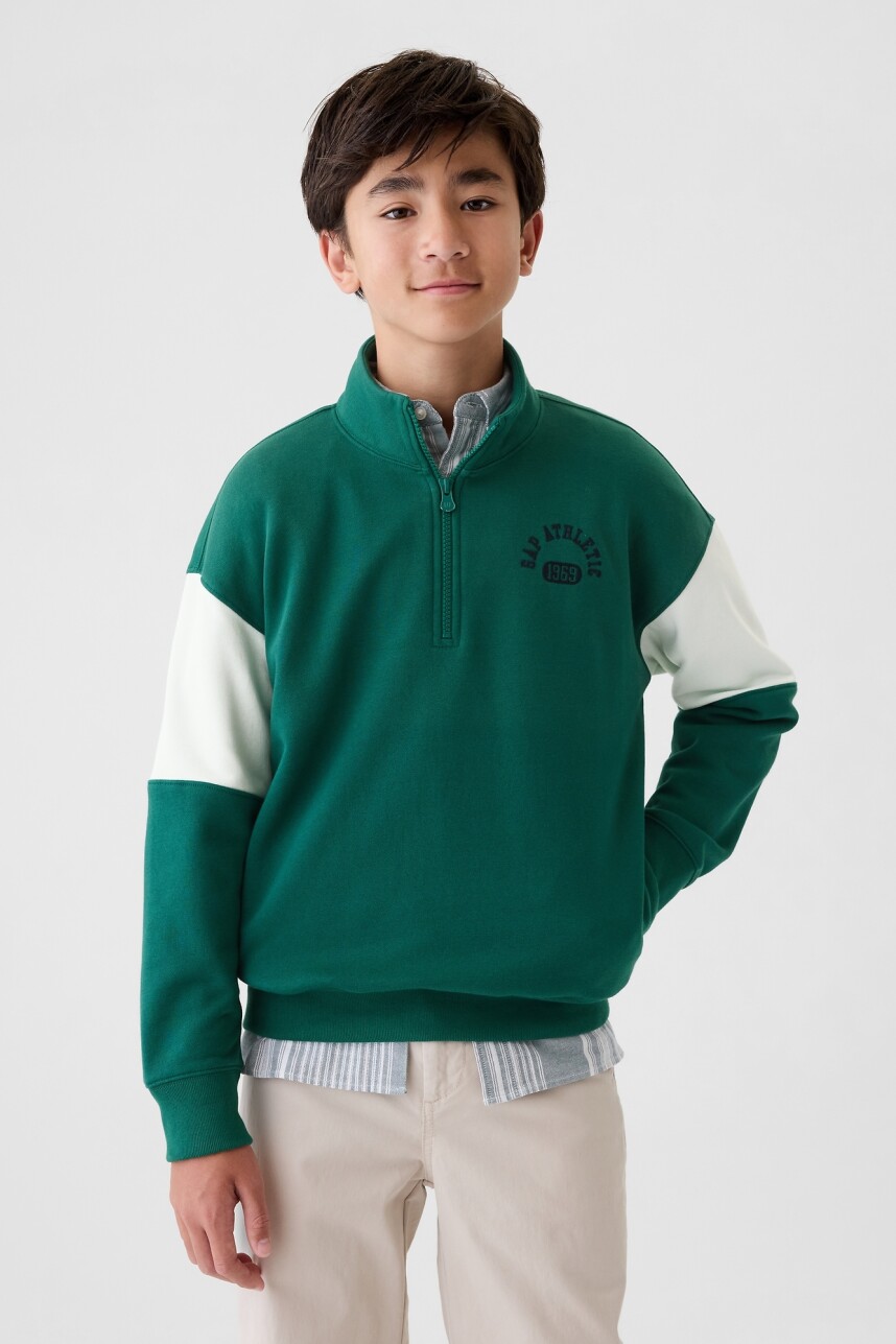 Buzo Deportivo Medio Cierre Logo Niño Balsam Green
