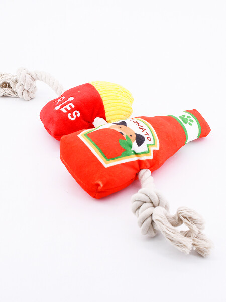 JUEGO PAPAS Y KETCHUP PARA MASCOTAS ROJO