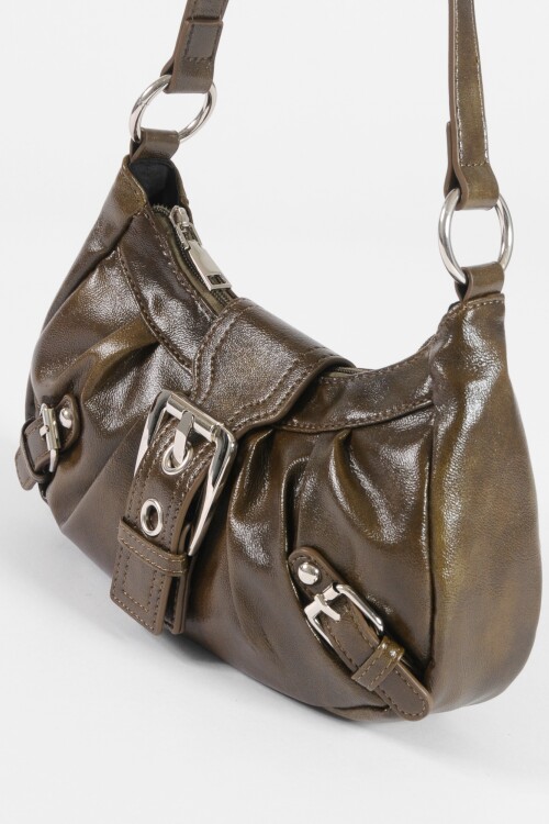 Cartera de hombro hebilla marrón