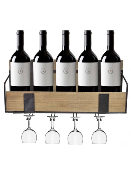 Vinera soporte para botellas y copas en metal y madera Vinera soporte para botellas y copas en metal y madera