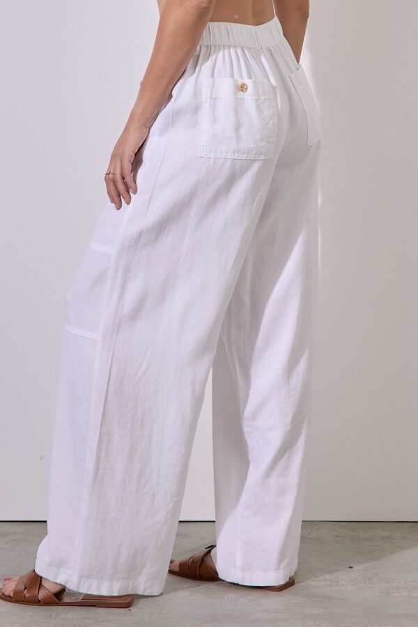 Pantalon Lino Cargo BLANCO