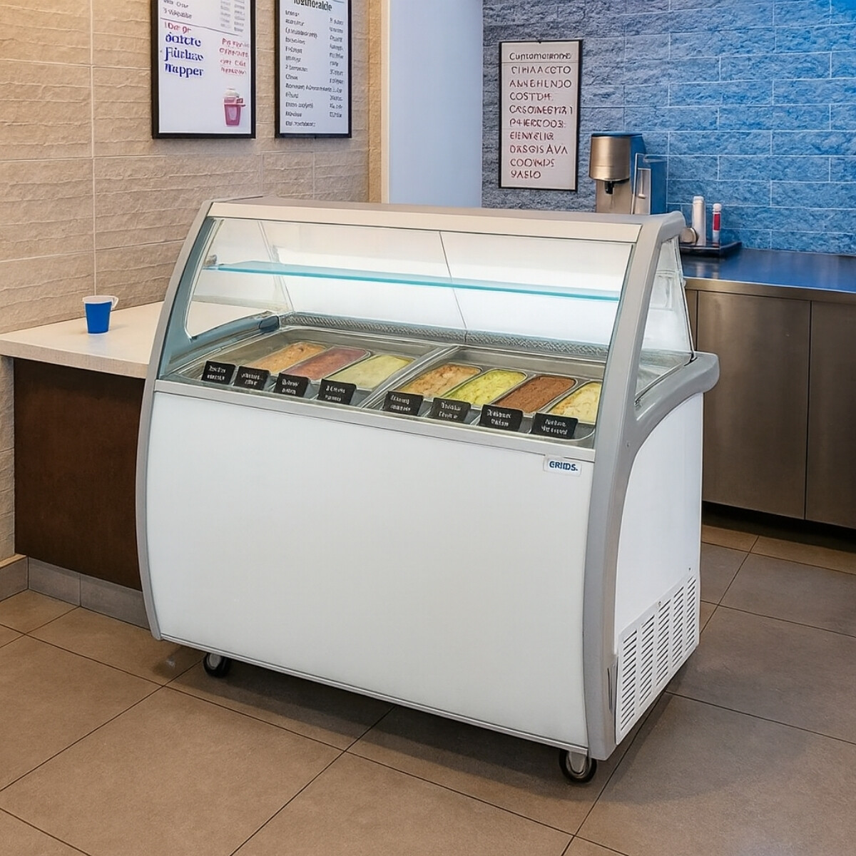 Vitrina para Helado 9 Sabores 310 Litros con Bodega 