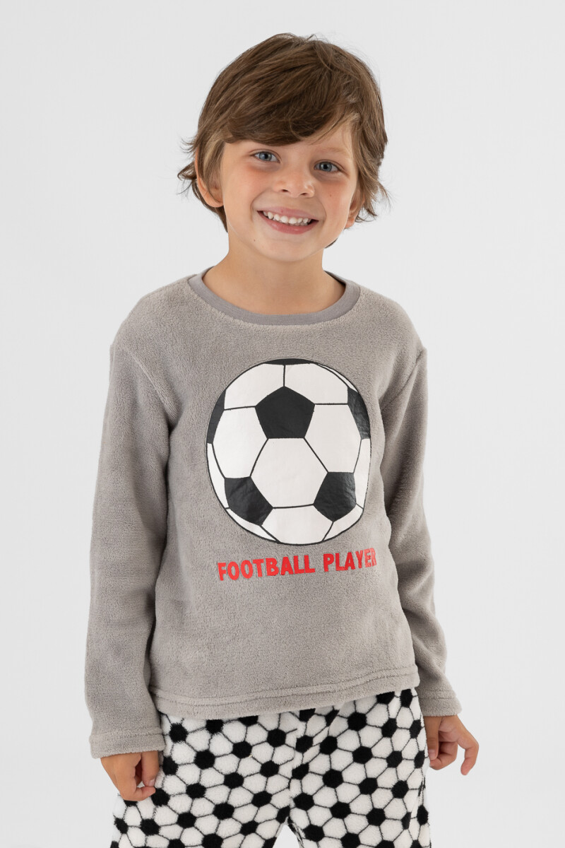 Pijama infantil coral fleece player Gris melange