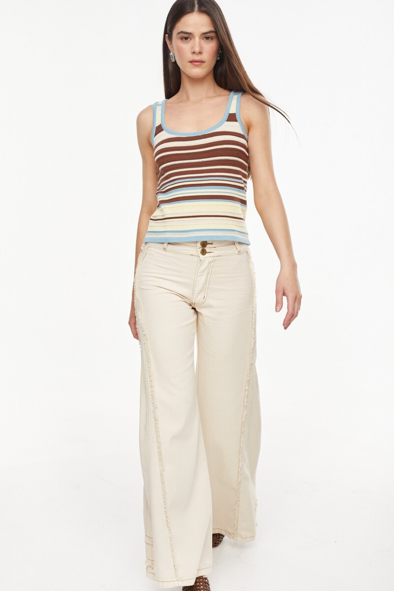 Musculosa Ritmo Chocolate/Celeste